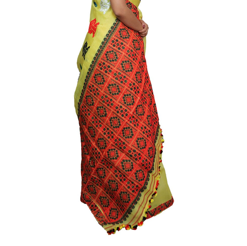 Dyed Nooni Silk saree (Yellow)