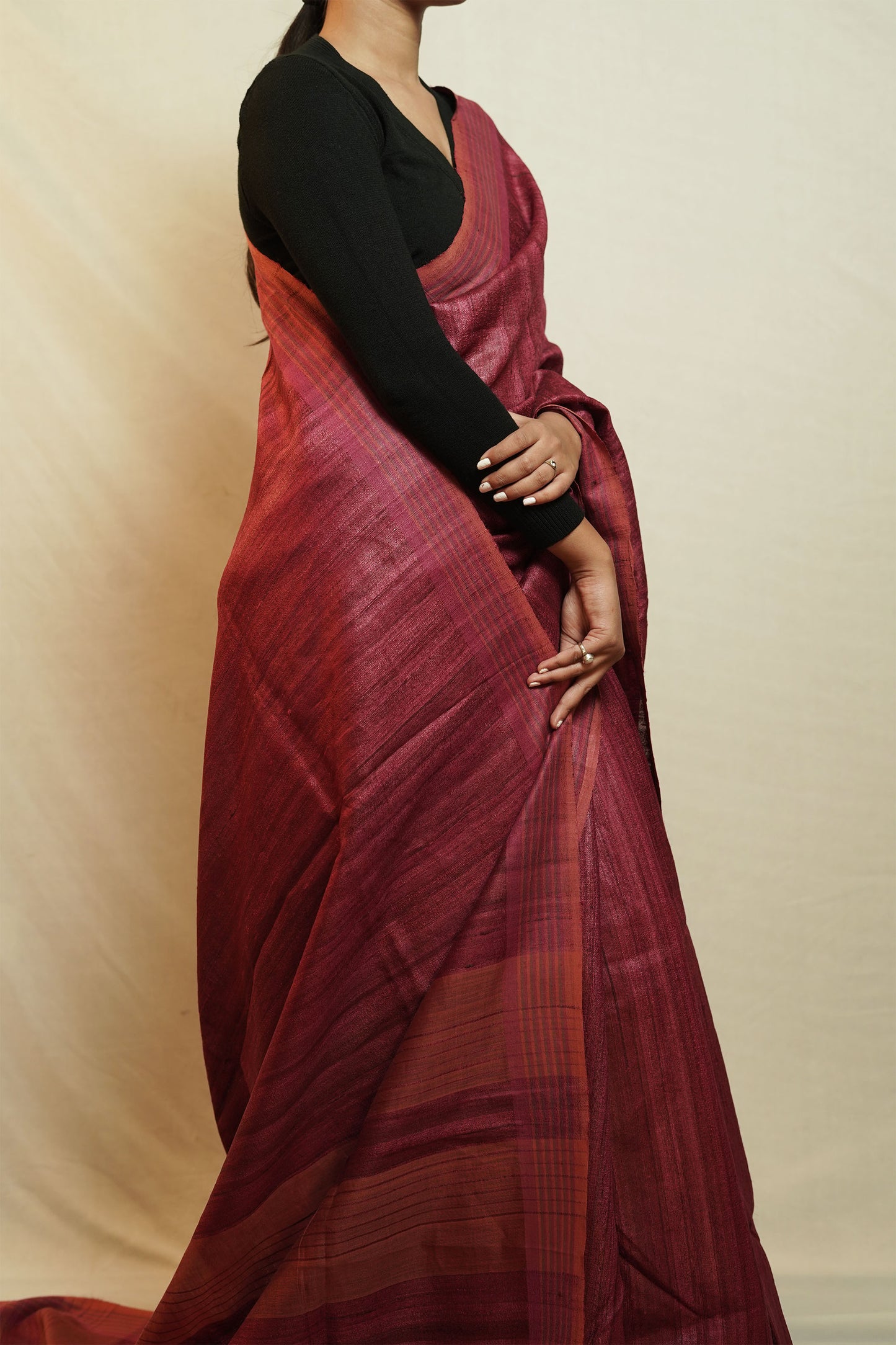 Tussar By Ghicha Silk Saree(Petunia)