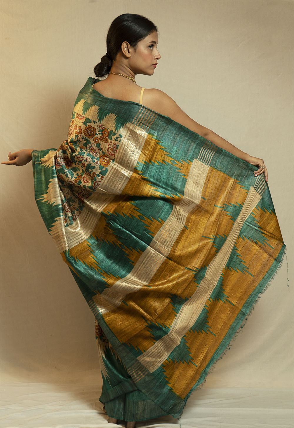 Printed Ghicha Saree (SkyBlue)