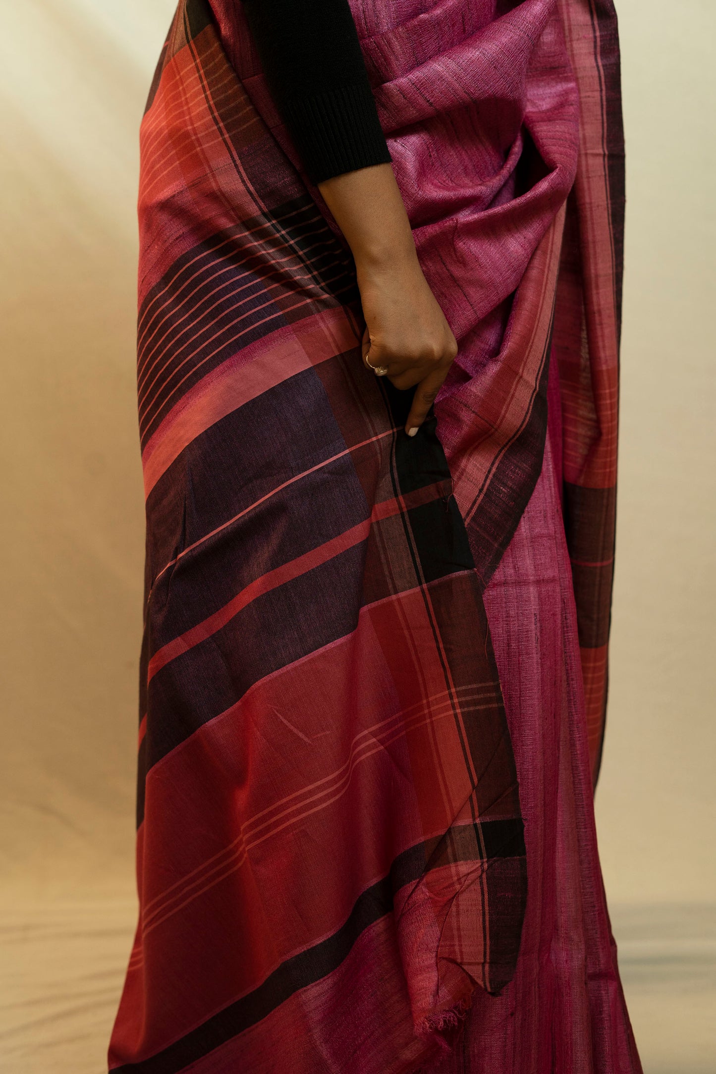 Tussar By Ghicha Silk Saree(Rose Pink)
