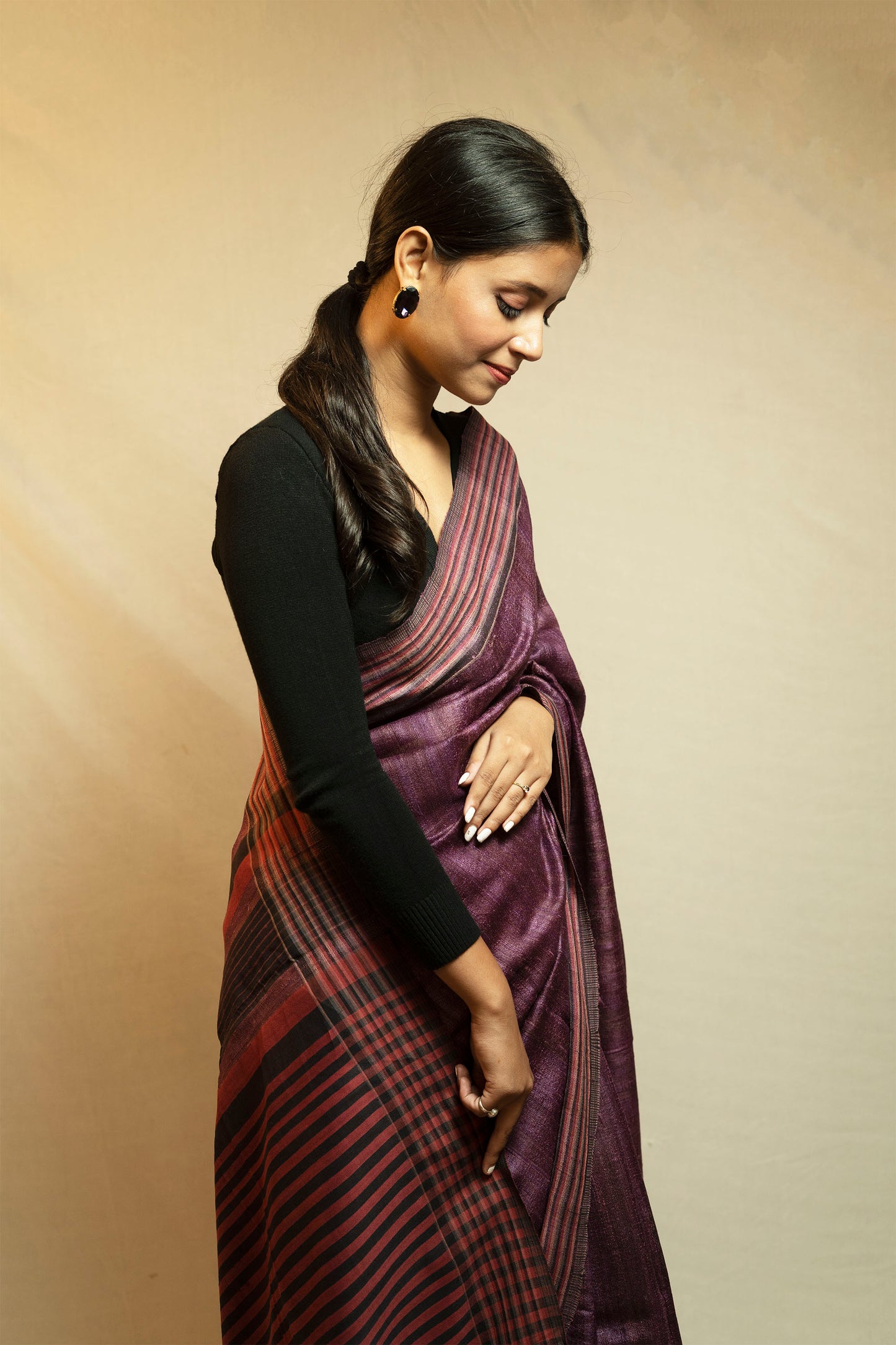 Tussar By Ghicha Silk Saree(wine colour)