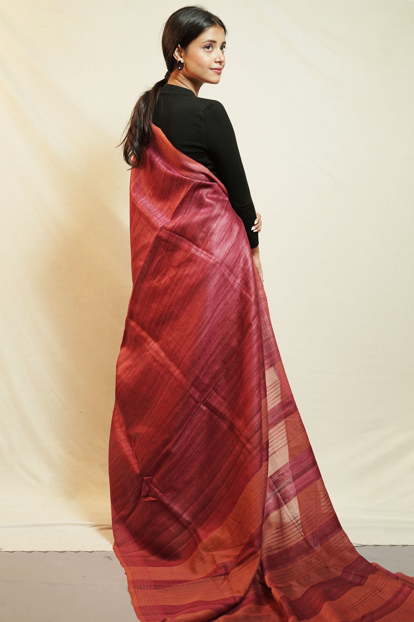 Tussar By Ghicha Silk Saree(Petunia)