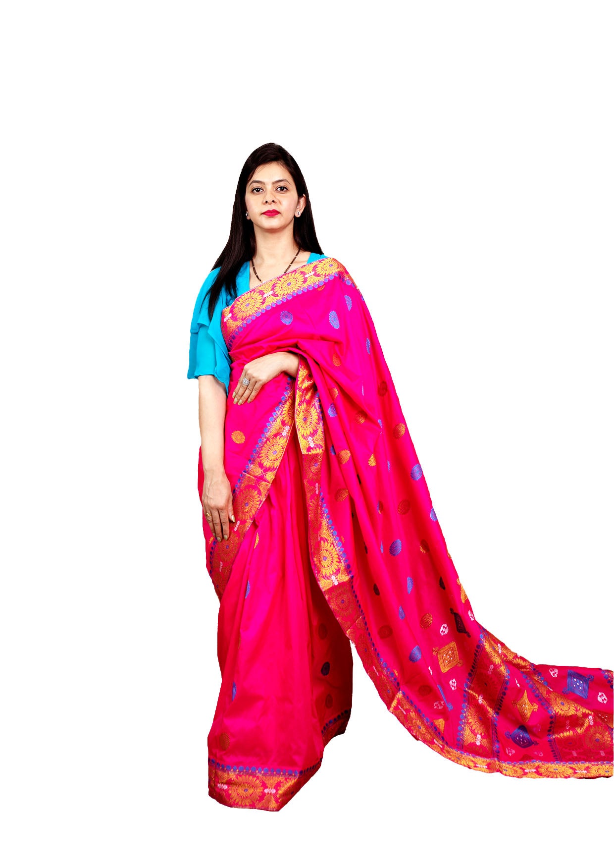 Rani Pink Silk Saree