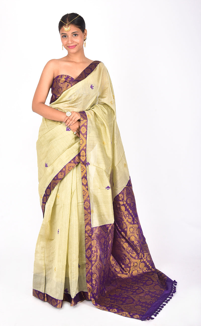 Pista green with Purple zari motif