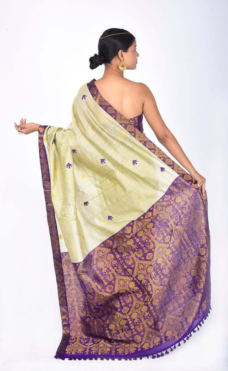 Pista green with Purple zari motif