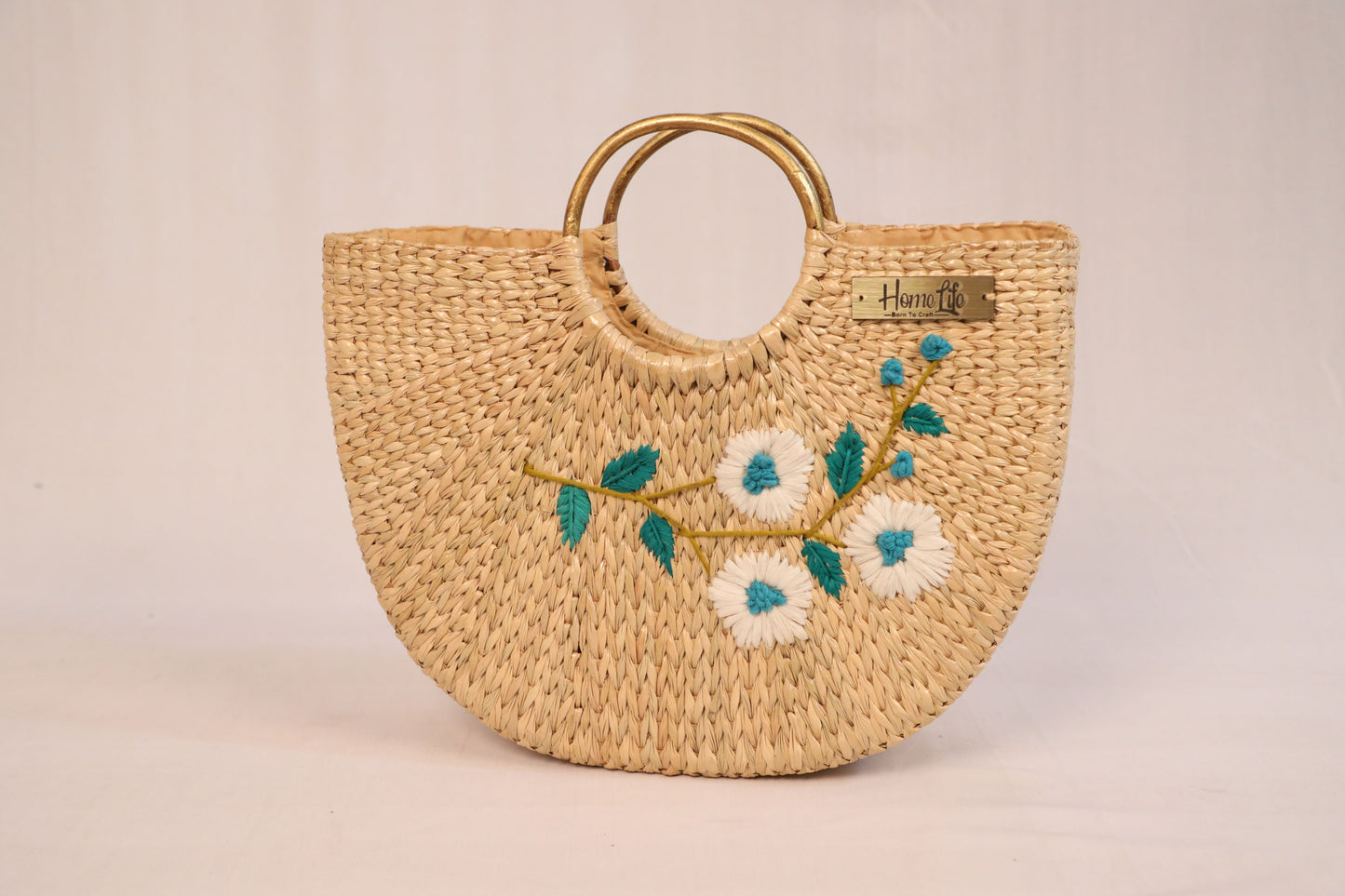 Handwoven U-shaped embroidered Beach Bag