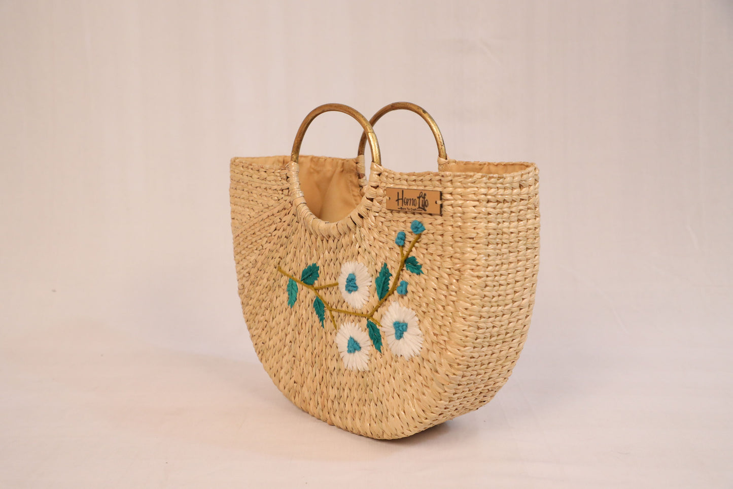 Handwoven U-shaped embroidered Beach Bag