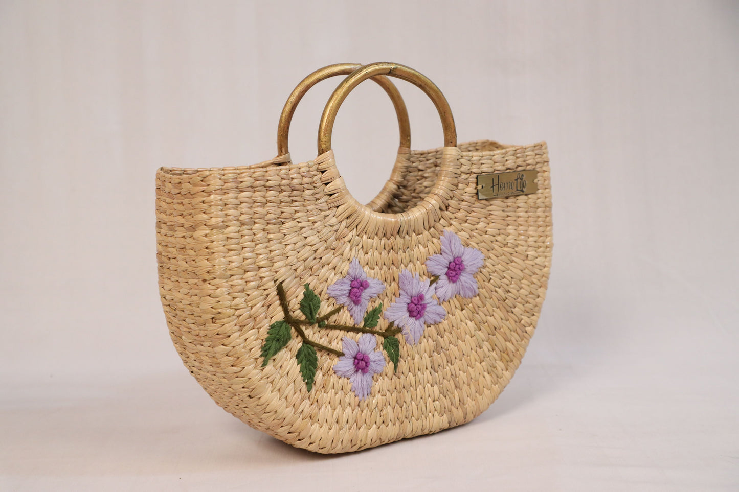 Handwoven U-shaped embroidered Beach Bag