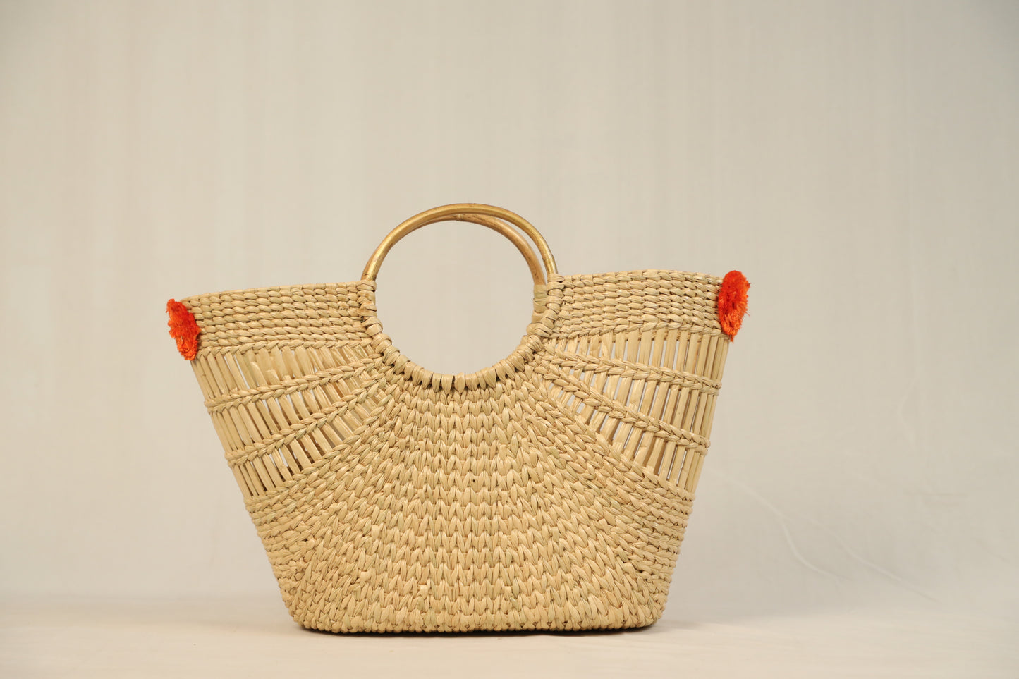 Orange floral handcrafted tote bag