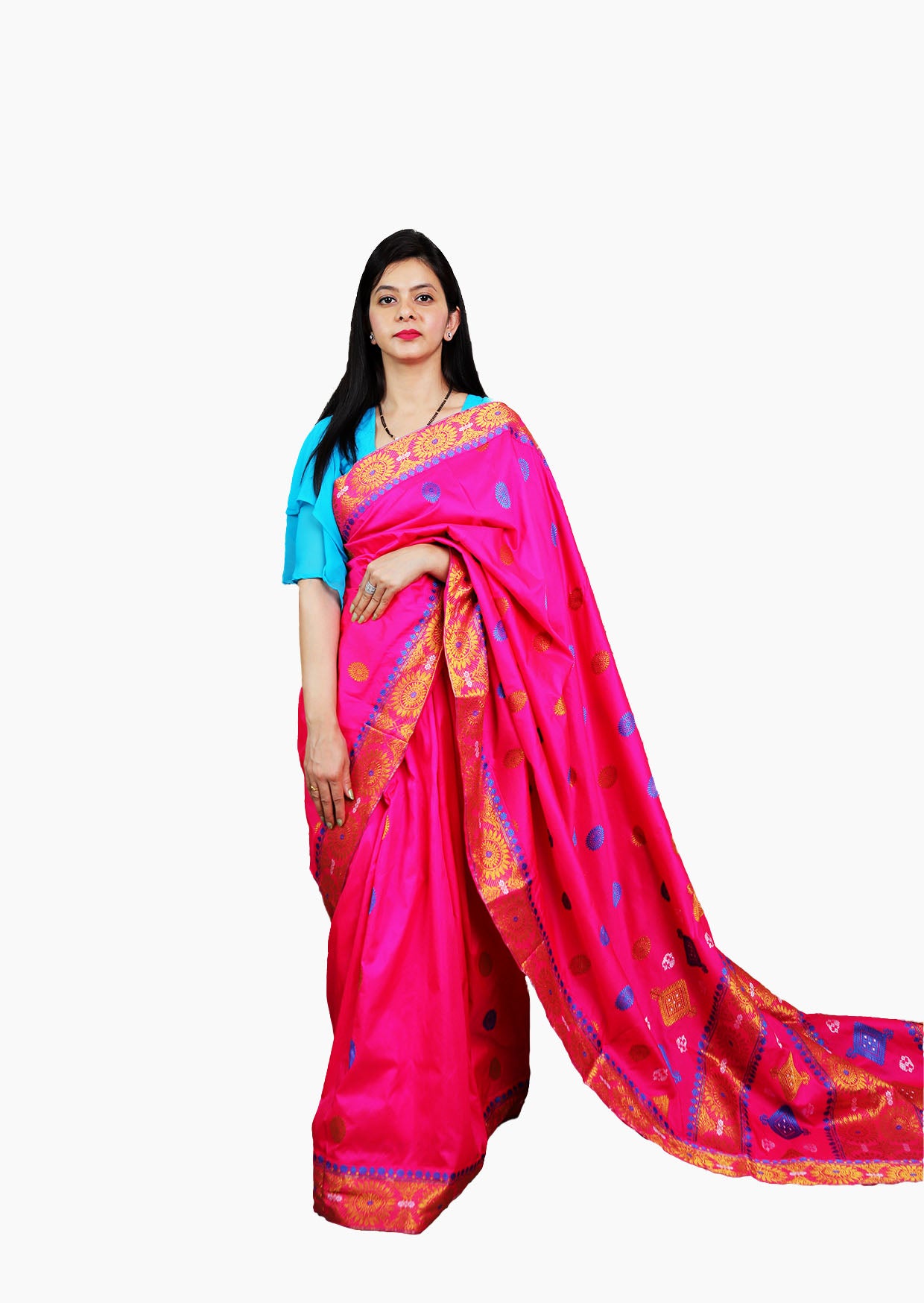 Rani Pink Silk Saree