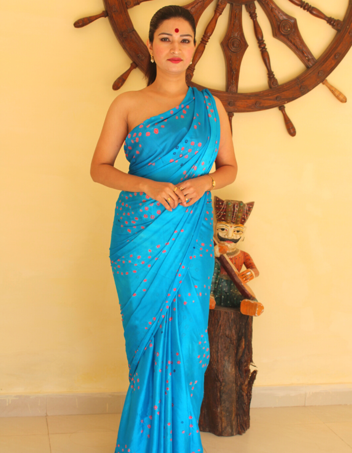 Akshita turquoise blue Bandhej