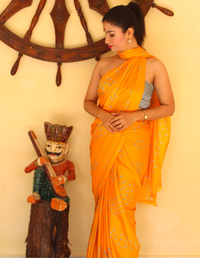 Akshita Mango Yellow Bandhej
