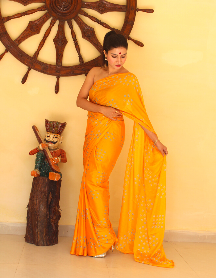 Akshita Mango Yellow Bandhej