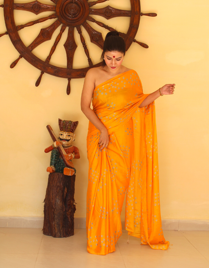 Akshita Mango Yellow Bandhej