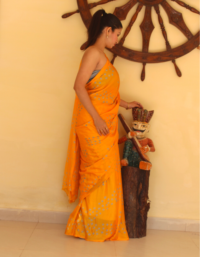 Akshita Mango Yellow Bandhej