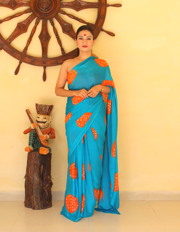 Bela Jade Green Bandhej Saree