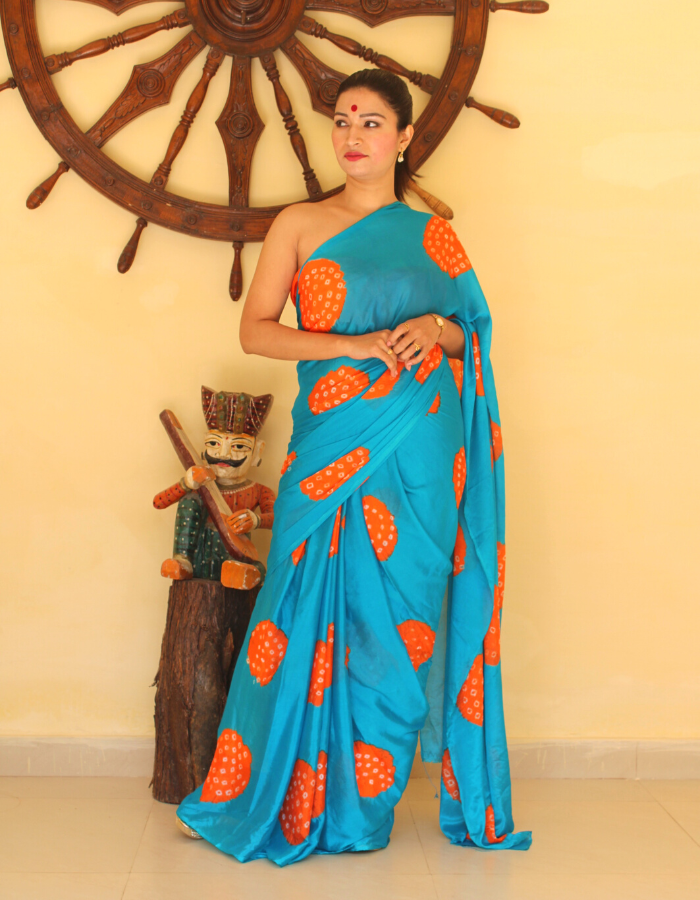 Bela Jade Green Bandhej Saree