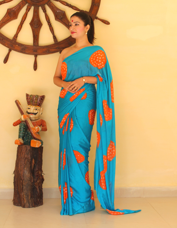 Bela Jade Green Bandhej Saree