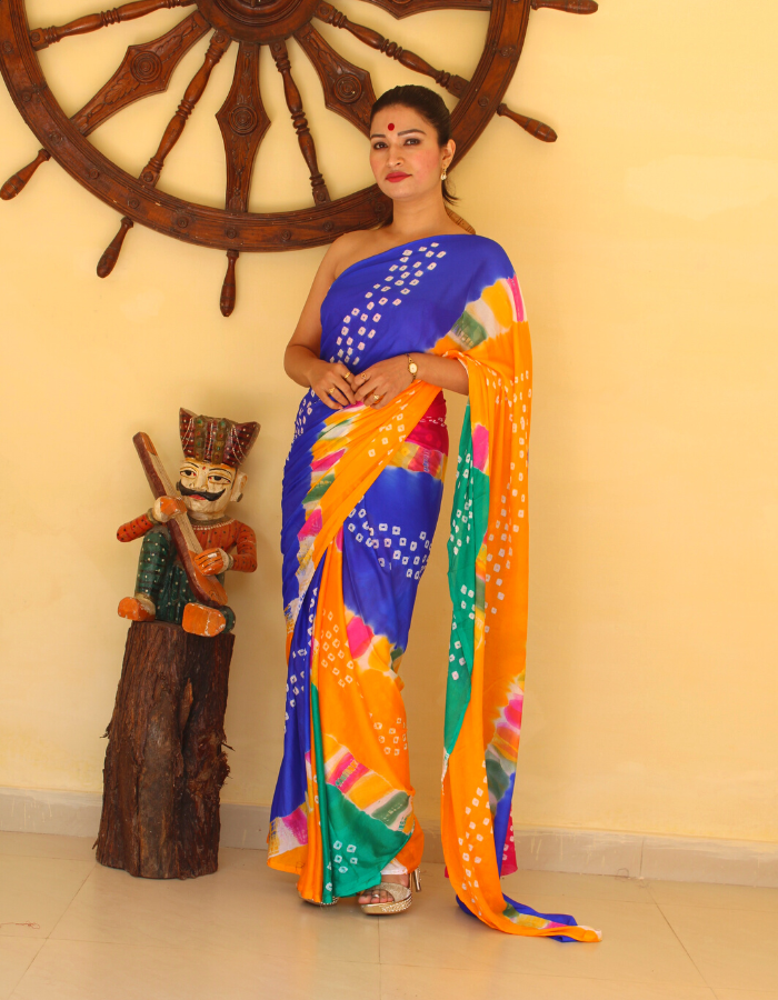 Blue Bhabri Leheriya Saree