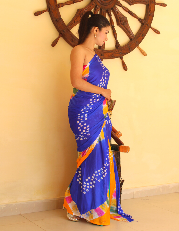 Blue Bhabri Leheriya Saree