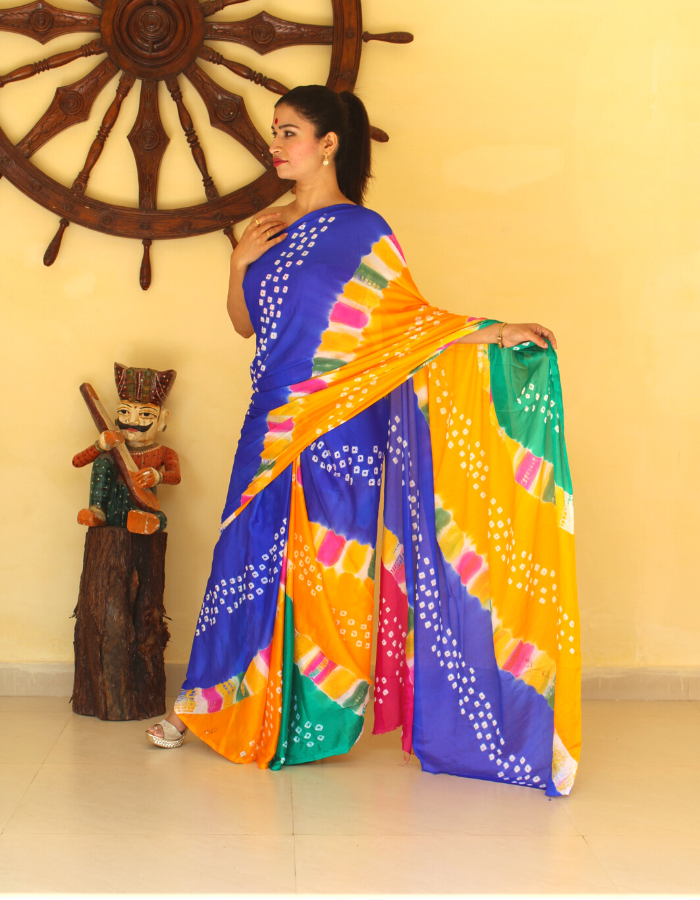 Blue Bhabri Leheriya Saree