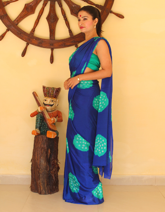 Bela Navy Blue Bandhej Saree