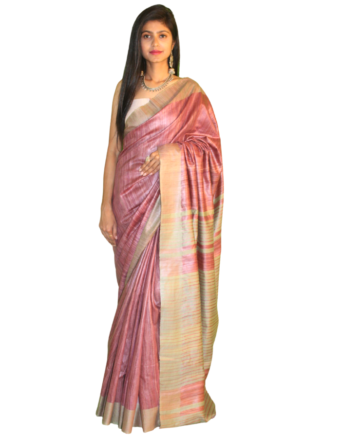 Pista Green and Wine Ghicha Silk Saree