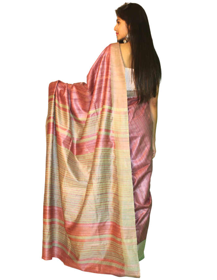 Pista Green and Wine Ghicha Silk Saree