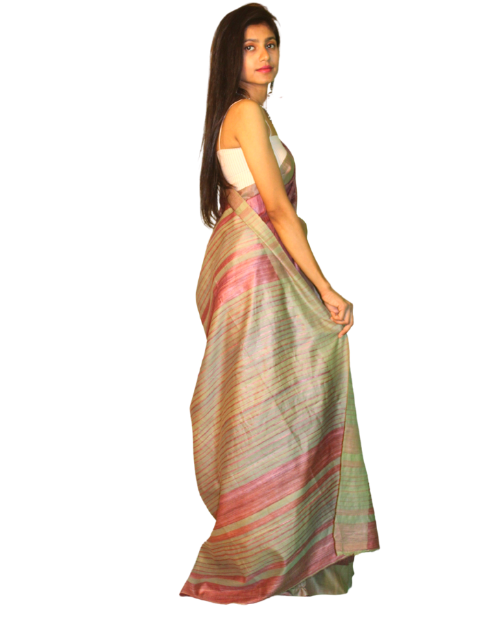 Pista Green and Wine Ghicha Silk Saree