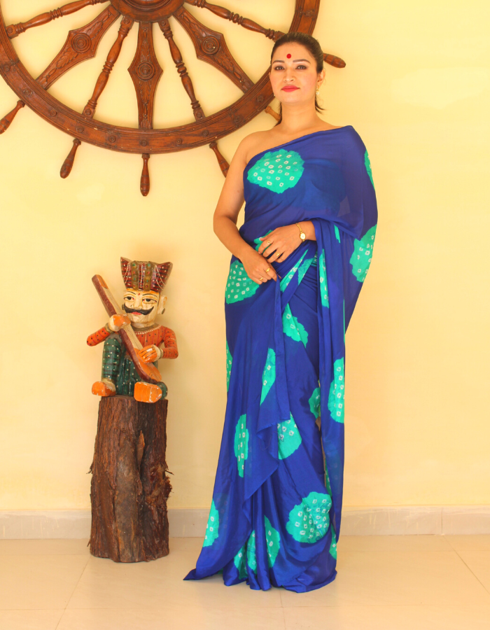 Bela Navy Blue Bandhej Saree