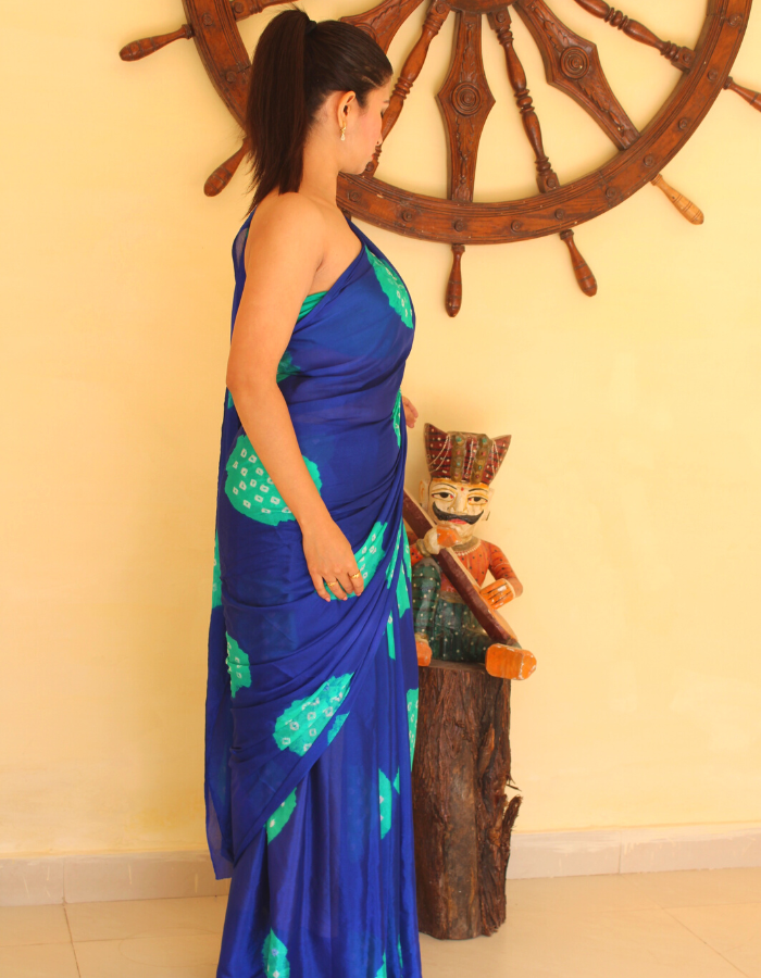 Bela Navy Blue Bandhej Saree