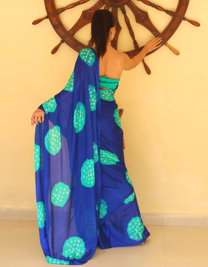 Bela Navy Blue Bandhej Saree