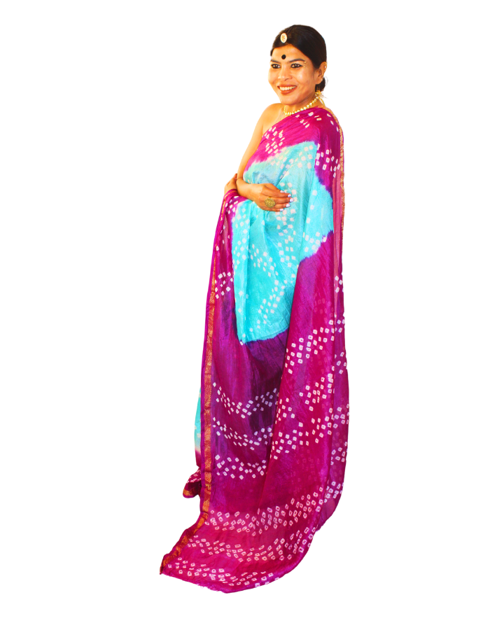 Sky Blue Taffeta Crepe Silk Saree