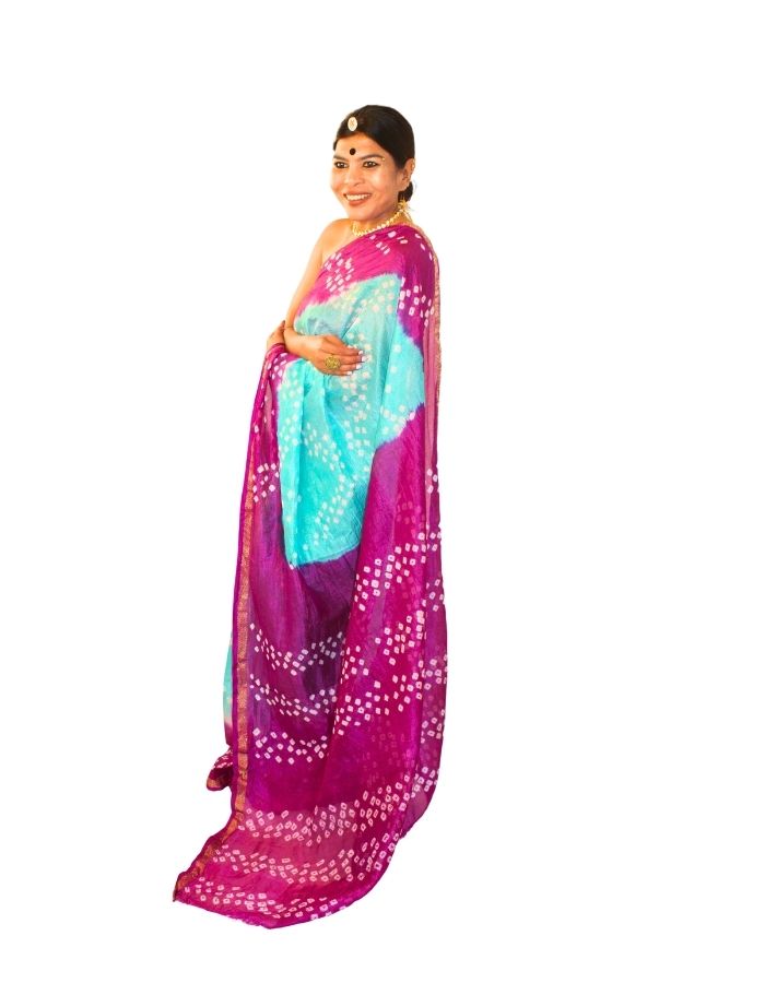 Sky Blue Taffeta Crepe Silk Saree