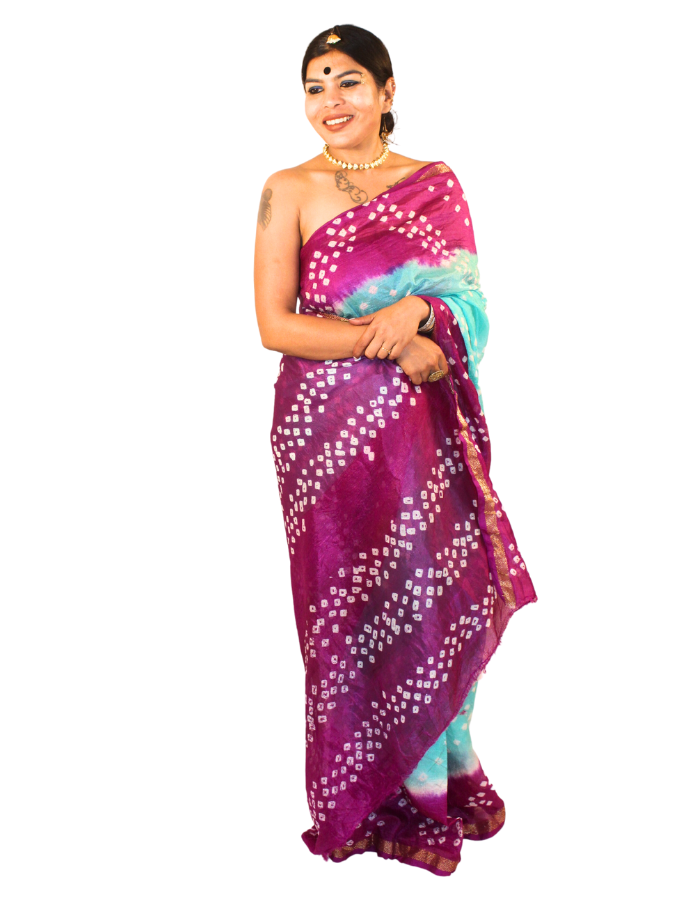 Sky Blue Taffeta Crepe Silk Saree