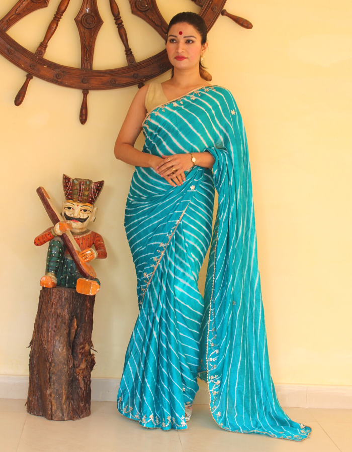 Bhabina Turquise Blue Leheriya