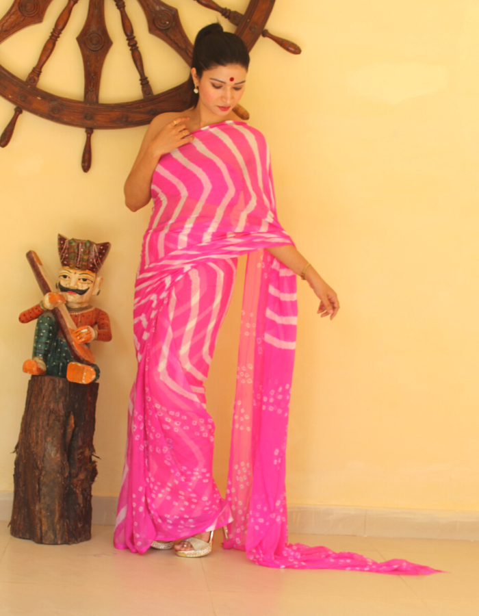 Shiburi Baby Pink Leheriya