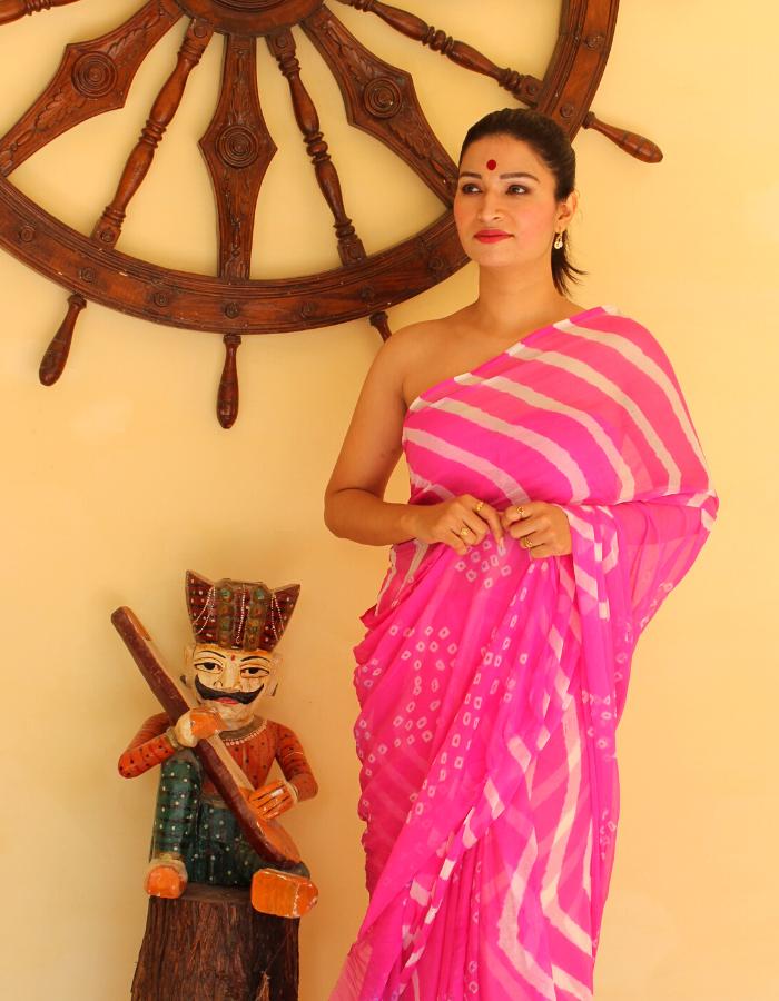 Shiburi Baby Pink Leheriya