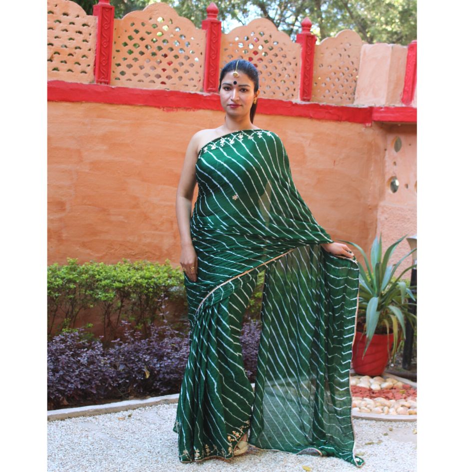 Bhabina Bottle Green Leheriya
