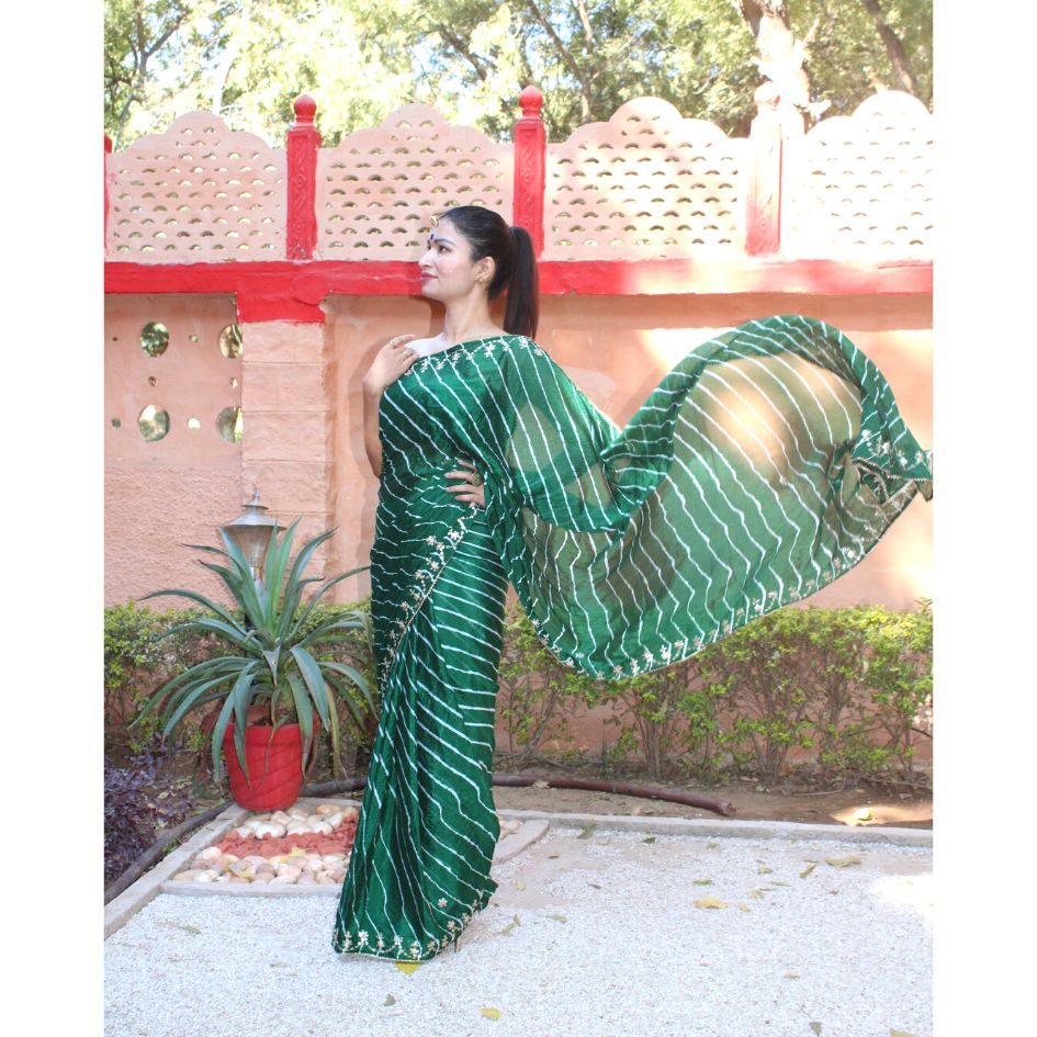 Bhabina Bottle Green Leheriya