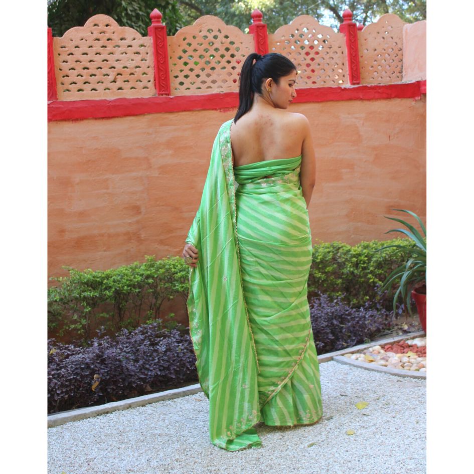 Bhabina Green white Leheriya
