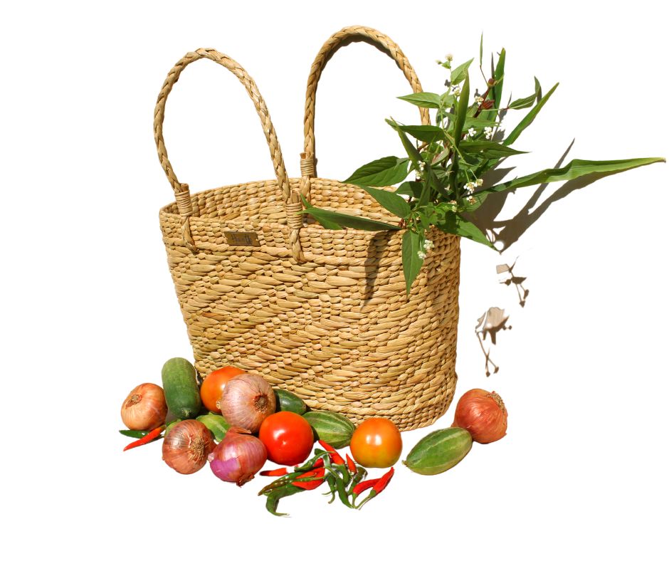 Oval shape handcrafted shopping basket