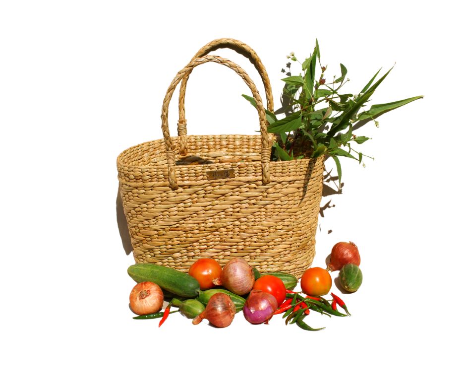 Oval shape handcrafted shopping basket