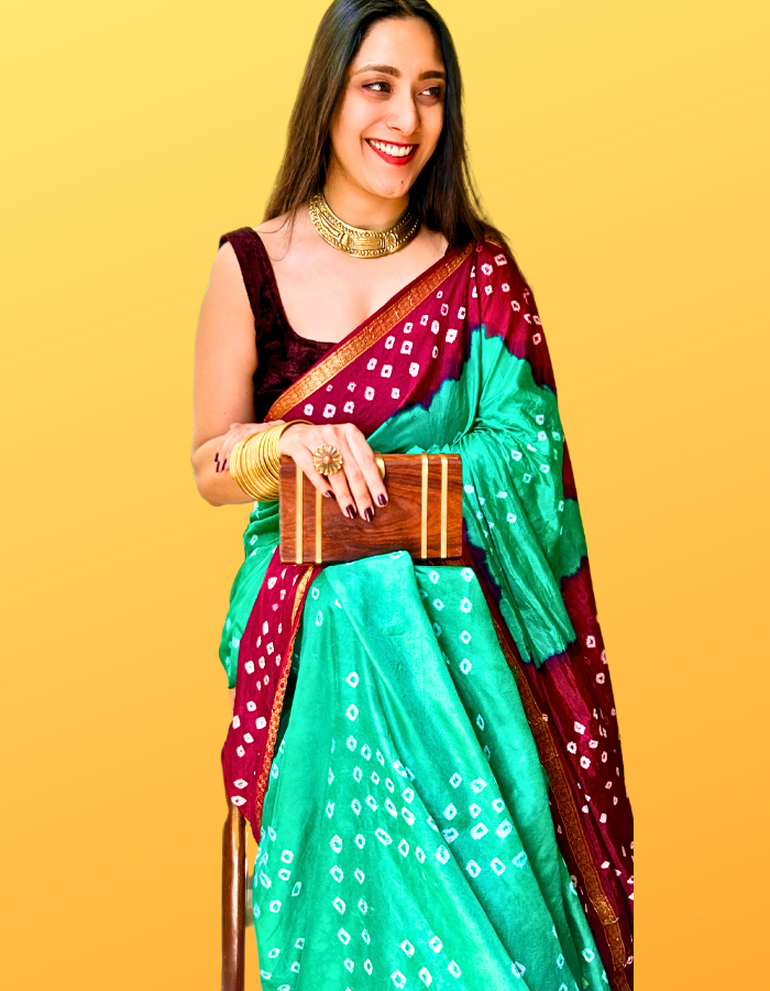 Meghna Jade green Taffeta silk Saree