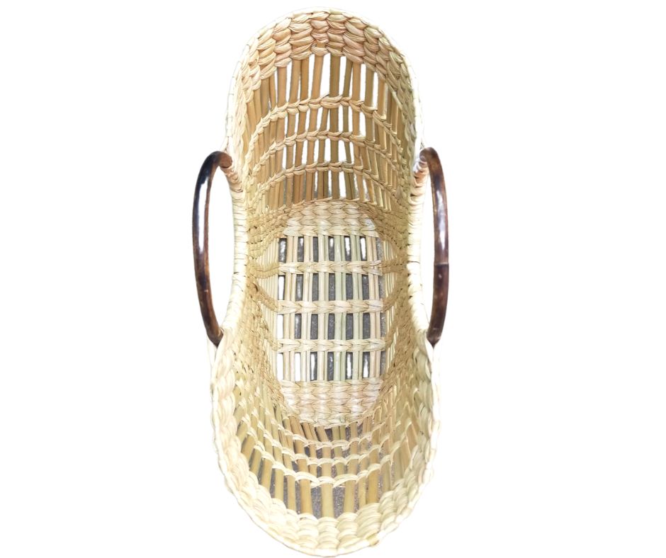 Handcrafted Shopping Basket with Cane Handles