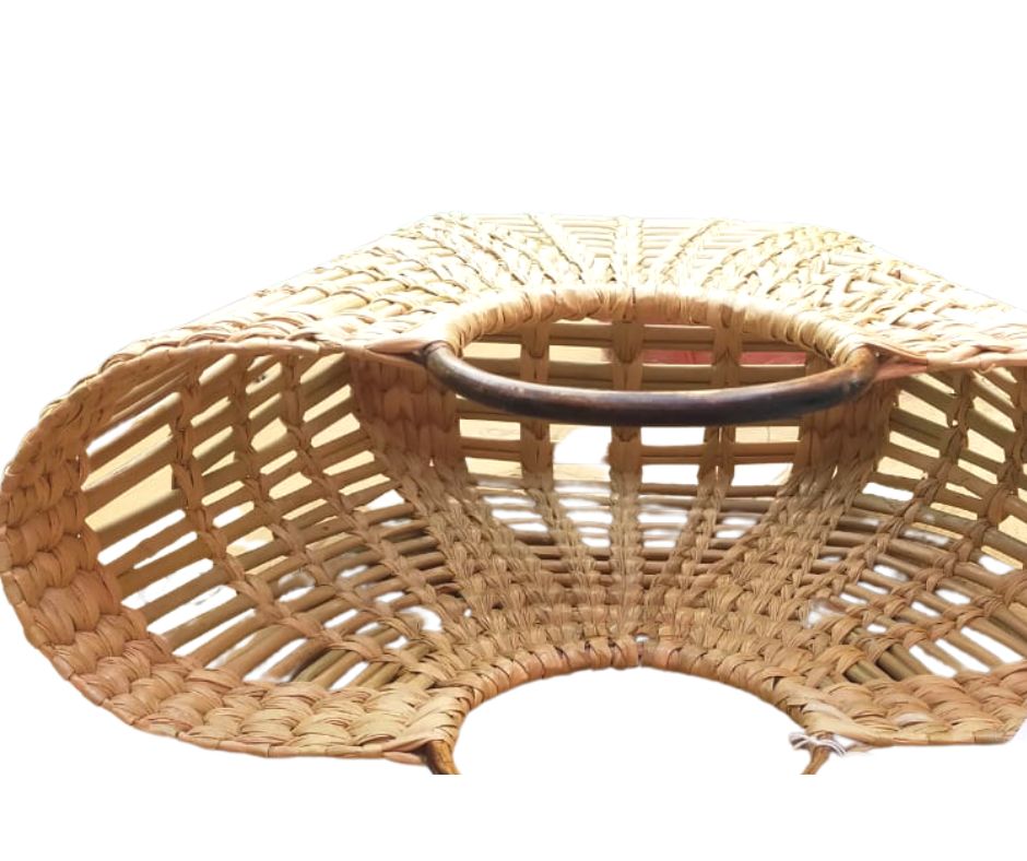 Handcrafted Shopping Basket with Cane Handles