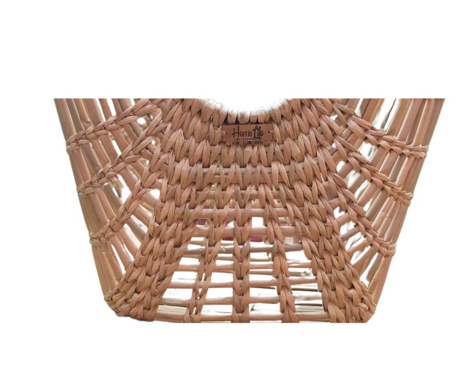 Handcrafted Shopping Basket with Cane Handles