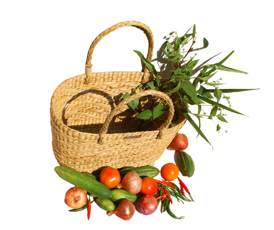 Oval shape handcrafted shopping basket