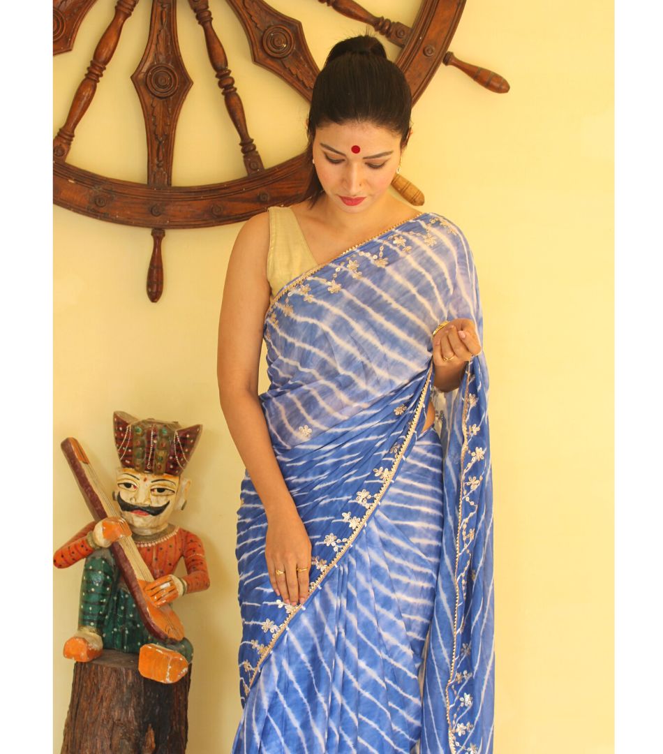 Bhabina Ink Blue Leheriya
