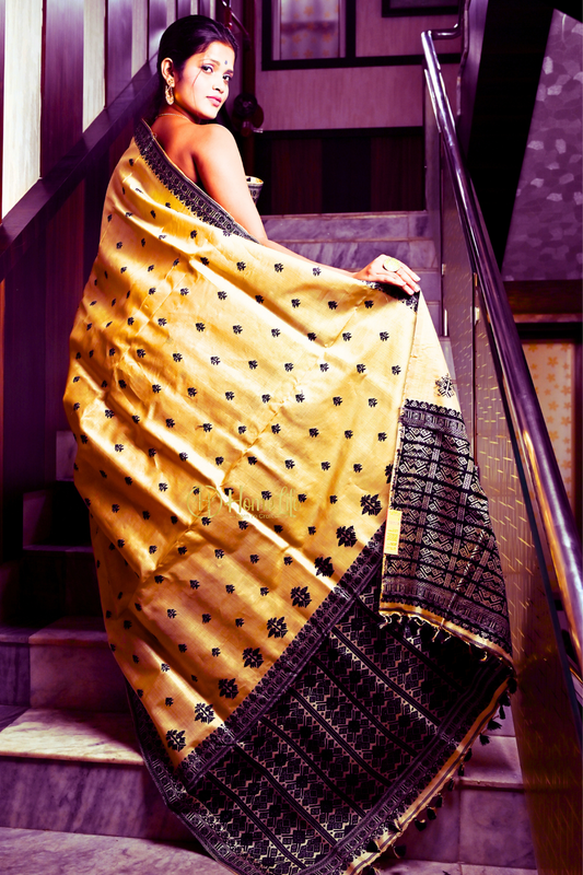 Sagarika Black Muga Silk Saree